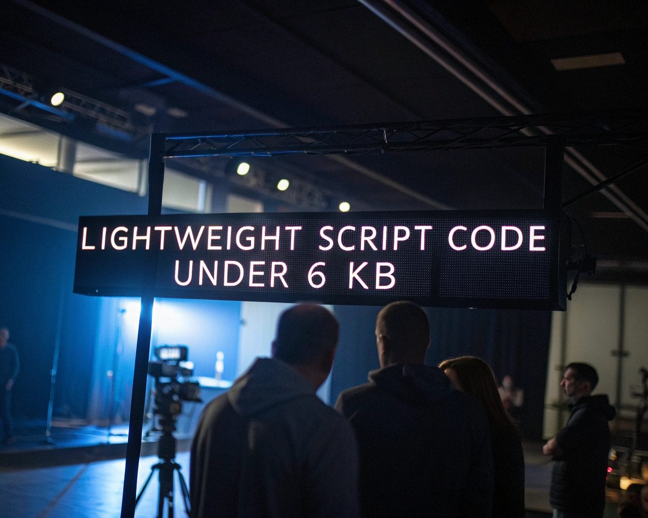 Cinematic image of glowing lightweight script code on a transparent digital interface against a dark background, highlighting modern analytics tools with a touch of blue light.