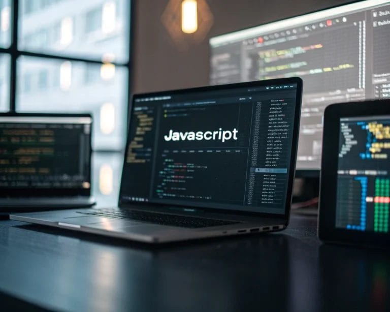 JavaScript snippet on a digital screen representing cookie-free tracking, surrounded by blurred analytics components in a softly lit background, emphasizing privacy in digital analytics.